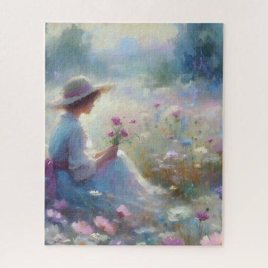 Puzzle Fille du pré de fleurs sauvages (Vertical)