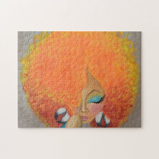 Puzzle Fille en feu, Femme noire, Cheveux orange (Horizontal)