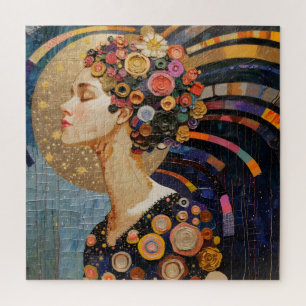 Puzzle Fille et fleurs Art Nouveau