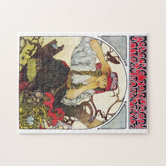 Puzzle Fille et géranium, Mucha (Horizontal)