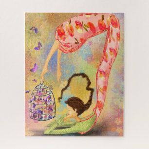 Puzzle Fille et papillons Art Dessin Imaginaire Fairytale