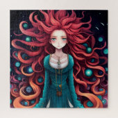 Puzzle Fille Fantastique aux Cheveux Roux Illustration Ar (Vertical)