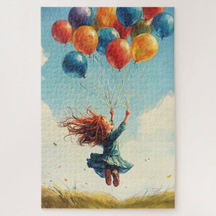 Puzzle Fille flottante avec ballons