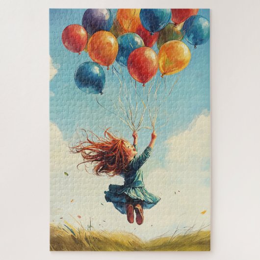 Puzzle Fille flottante avec ballons (Vertical)