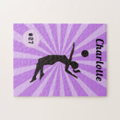 Puzzle Fille Jouant Volleyball Cute Rose Nom et numéro (Horizontal)