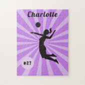 Puzzle Fille Jouant Volleyball Cute Rose Nom et numéro (Vertical)