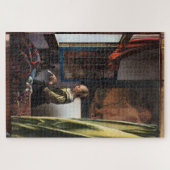 Puzzle Fille lisant une lettre à une fenêtre ouverte, Ver (Horizontal)