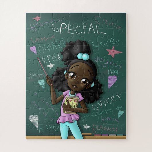 Puzzle Fille noire et mots positifs (Vertical)