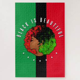 Puzzle Fille noire panafricaine femme rouge vert fierté a