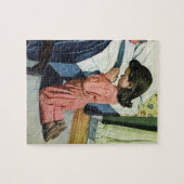 Puzzle Fille priant au coucher, la prière du Seigneur (Horizontal)