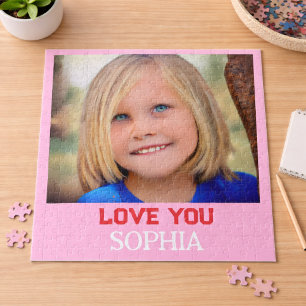 Puzzle Fille que j'aime Photo personnalisée Nom Moderne