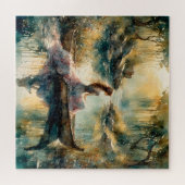 Puzzle Fille romantique en bateau en bois sur le lac (Horizontal)