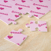 Puzzle Fille rose Nom et Coeurs répétitifs (Côté)
