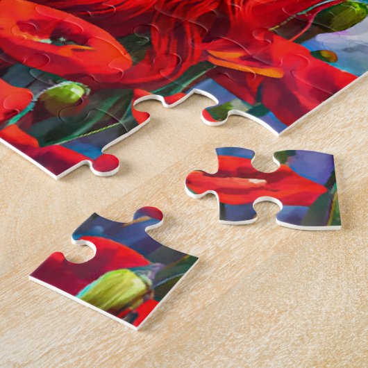 Puzzle Fille Se Cachant Dans Les Fleurs De Pavot L'art im (Côté)