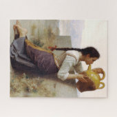Puzzle Fille soif buvant d'un Jug (Paysage rural) (Horizontal)