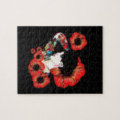 Puzzle Fille tatouée au milieu des fleurs de pavot Art pa (Horizontal)