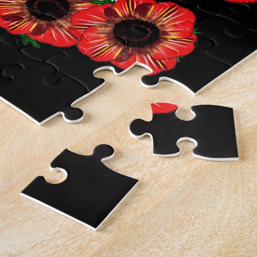 Puzzle Fille tatouée au milieu des fleurs de pavot Art pa (Côté)