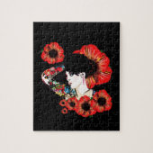 Puzzle Fille tatouée au milieu des fleurs de pavot Art pa (Vertical)