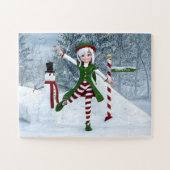 Puzzle Fille Toon de Noël dans une forêt d'hiver (Horizontal)
