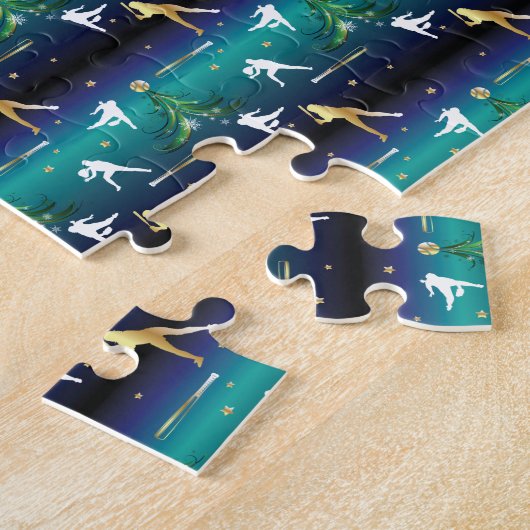 Puzzle Filles de baseball softball Noël (Côté)