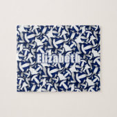 Puzzle filles garçons bleu blanc volleball équipe couleur (Horizontal)