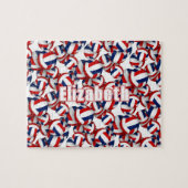 Puzzle filles garçons nom rouge bleu volleball équipe cou (Horizontal)