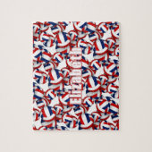 Puzzle filles garçons nom rouge bleu volleball équipe cou (Vertical)