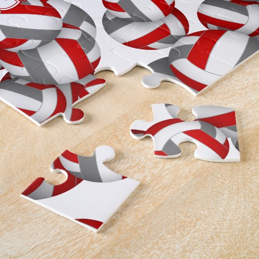 Puzzle filles garçons rouge gris équipe couleurs volley-b (Côté)