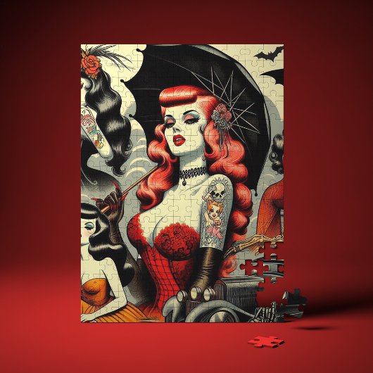 Puzzle Filles gothiques tatouées mignonnes rétro