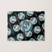 Puzzle Filles gris turquoise J'aime le volley-ball person (Horizontal)