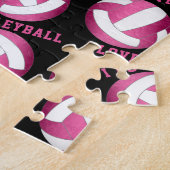 Puzzle filles J'aime volleyball rose vif personnalisé (Côté)