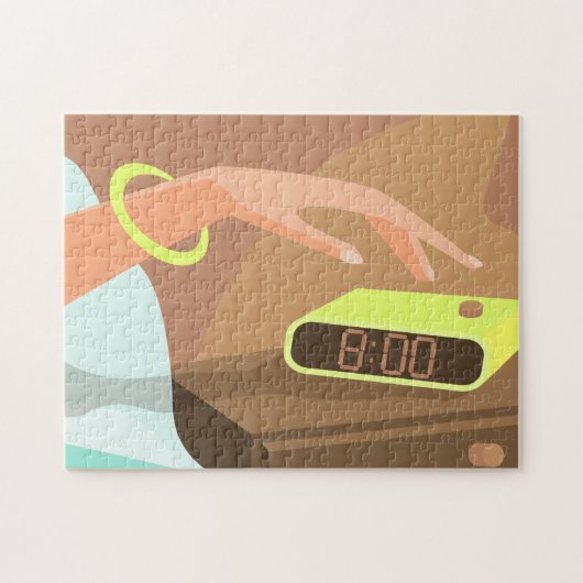 Puzzle Filles main poussant sur le bouton snooze du révei (Horizontal)