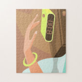 Puzzle Filles main poussant sur le bouton snooze du révei (Vertical)