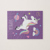 Puzzle Filles mignonne Magique Violet Unicorne & Nom Enfa (Horizontal)