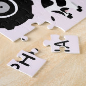 Puzzle Filles mignonne pourpre tracteur de ferme et nom E (Côté)