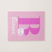 Puzzle Filles Nom Lettre personnalisée en rose (Horizontal)