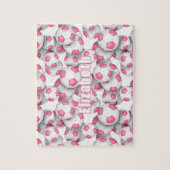 Puzzle filles rose soccer nom personnalisé (Vertical)