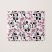 Puzzle filles soccer noir rose personnalisé (Horizontal)