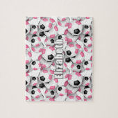 Puzzle filles soccer noir rose personnalisé (Vertical)
