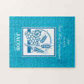 Puzzle Fils, Première Communion, Blé, Raisins Bleu (Horizontal)