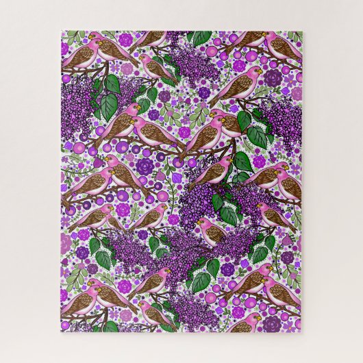 Puzzle Finches pourpres, Lilacs - NH State Bird and Flowe (Vertical)