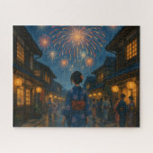 Puzzle Fireworks Over a Traditional Town Street in Summer (Horizontal)