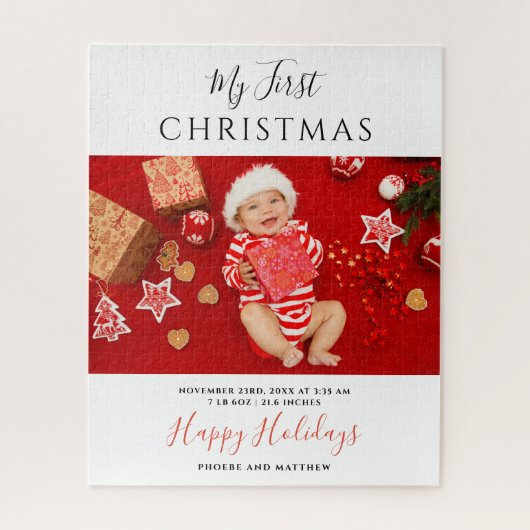 Puzzle First Christmas Baby Photo Collage (Vertical)