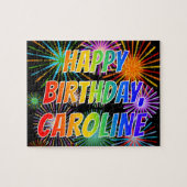 Puzzle First Name "CAROLINE", Fun "HAPPY BIRTHDAY" (Horizontal)