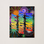 Puzzle First Name "EMMA", Fun "HAPPY BIRTHDAY" (Vertical)