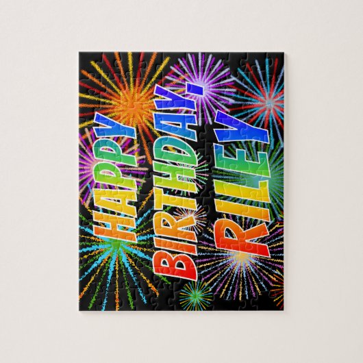 Puzzle First Name "RILEY", Fun "HAPPY BIRTHDAY" (Vertical)