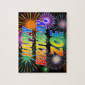Puzzle First Name "ZOE", Fun "HAPPY BIRTHDAY" (Vertical)