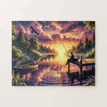 Fishing Escape Peaceful Lake Sunset