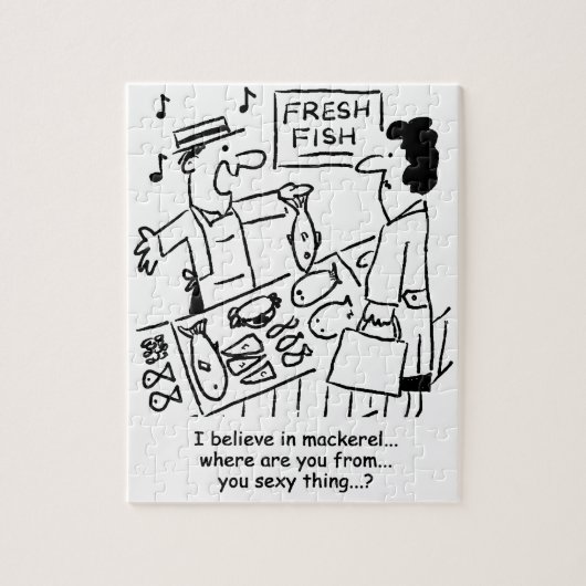 Puzzle Fishmonger chante sur Mackerel Cartoon (Vertical)