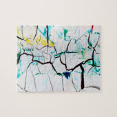 Puzzle Fissures Abstraites en bleu jaune vert (Horizontal)